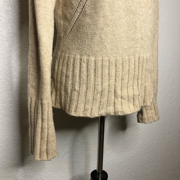 Yansi Fugel tan cream camel wool silk blend turtleneck sweater size Medium - Picture 3 of 16